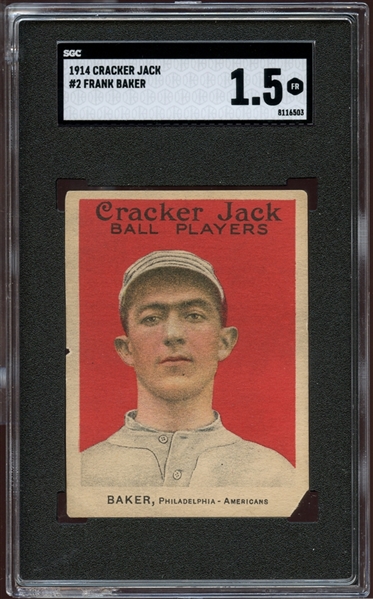 1914 Cracker Jack #2 Frank Baker SGC 1.5 FR