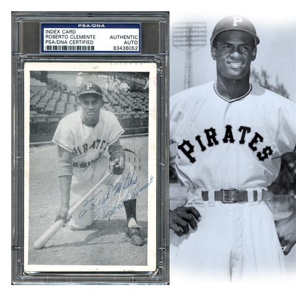 Amazing Roberto Clemente Signed Real Photo Postcard Dated July 1955 PSA/DNA