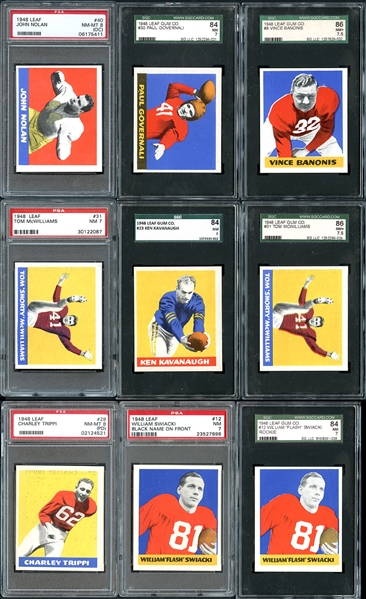 1948 Leaf Football Group of (9) Graded Cards with Trippi