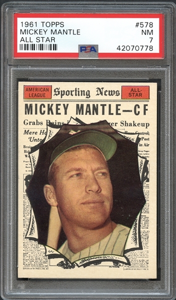 1961 Topps #578 Mickey Mantle All Star PSA 7 NM