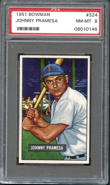 1951 Bowman #324 Johnny Pramesa PSA 8 NM/MT