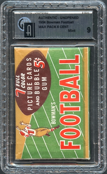 1954 Bowman Football Wax Pack 5 Cent GAI 9 MINT