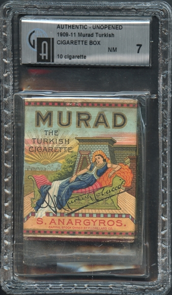 1909-11 Murad Turkish Unopened Cigarette Box GAI 7 NM