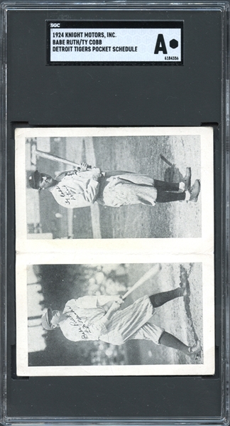 1922 W575-2/1924 Knight Motors Babe Ruth and Ty Cobb Uncut Panel