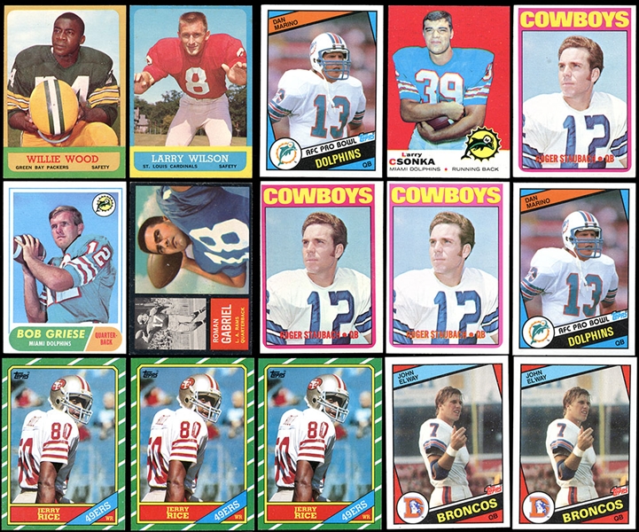 1960-1984 NFL Hall of Fame and Star Rookie Card Lot of (34) Including Griese, Staubach, Csonka, Elway, Marino, Rice Etc