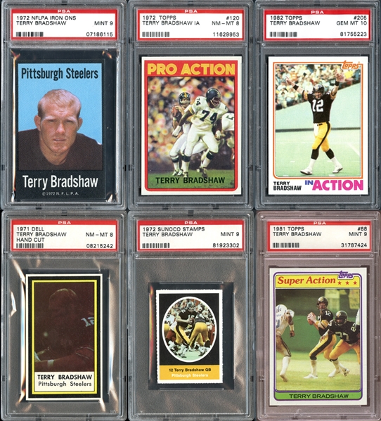 1971-83 Terry Bradshaw Group of (19) All PSA Graded with Rookie Card