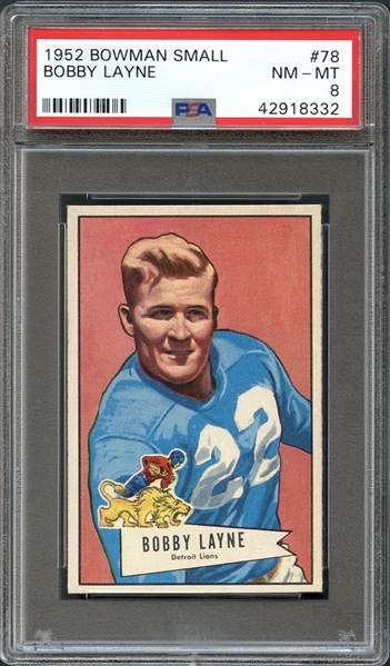 1952 Bowman Small #78 Bobby Layne PSA 8 NM/MT