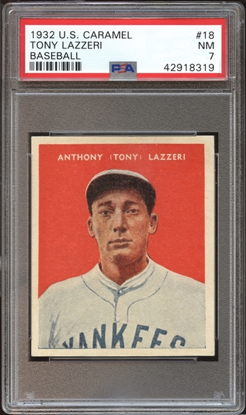 1932 U.S. Caramel #18 Tony Lazzeri PSA 7 NM