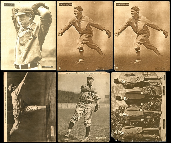 1910-1913 Sporting News Supplements M101-2 Group of (6) Includes Plank, Walsh, Chance, Etc.