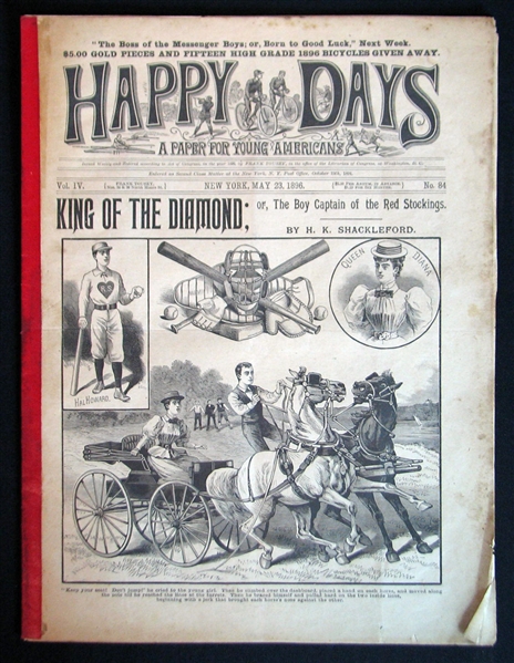 1896 Happy Days Newspaper with Baseball Theme
