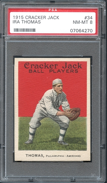 1915 Cracker Jack #34 Ira Thomas PSA 8 NM/MT