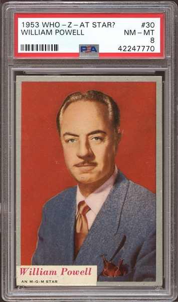 1953 Who-Z-At Star #30 William Powell PSA 8 NM/MT