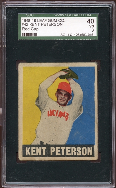 1948 Leaf #42 Kent Peterson Red Cap SGC 40 VG 3