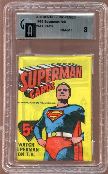 1966 Topps Superman Unopened Wax Pack GAI 8 NM/MT