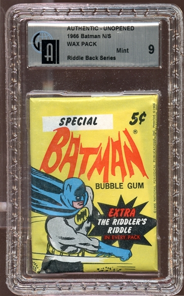 1966 Topps Batman Riddle Back Unopened Wax Pack GAI 9 MINT