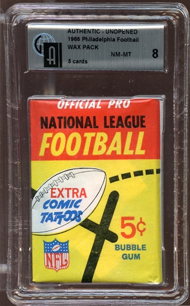 1966 Philadelphia Football Unopened Wax Pack GAI 8 NM/MT