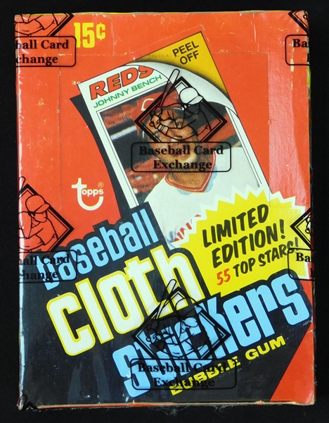 1977 Topps Cloth Stickers Unopened Wax Box BBCE