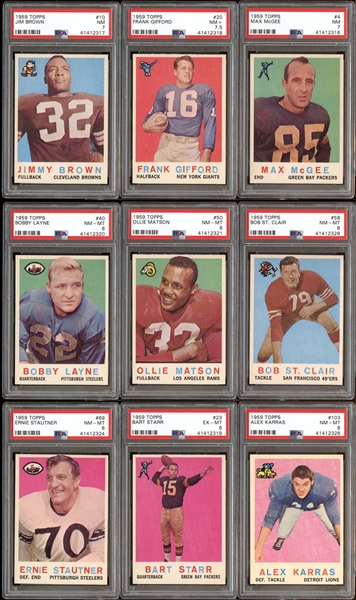 1959 Topps Football Near Complete Set (158/176) with PSA Graded
