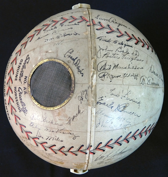 1941 Philadelphia Athletics Team-Signed Baseball Radio with (26) Signatures Featuring Al Simmons