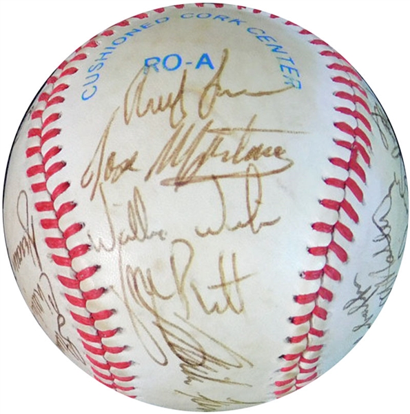 1986 Kansas City Royals Team-Signed OAL (Brown) Ball with (20) Signatures