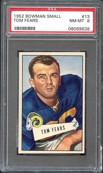 1952 Bowman Small #13 Tom Fears PSA 8 NM-MT