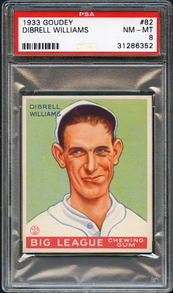 1933 Goudey #82 Dibrell Williams PSA 8 NM-MT