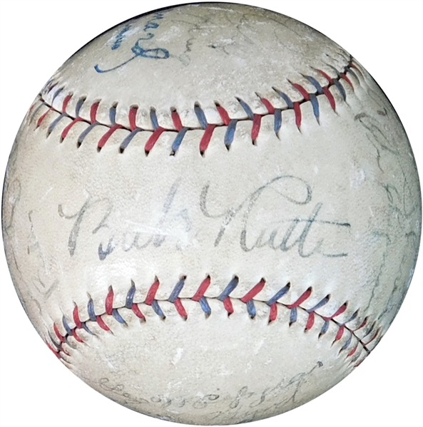1930 New York Yankees Team-Signed OAL (Barnard) Ball with (17) Signatures Featuring Ruth and Gehrig