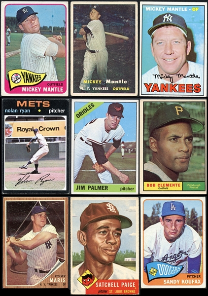 1953-1971 Baseball Star Card Lot of (40) Loaded with HOFers Including Mantle & Paige