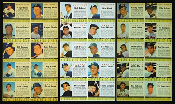1961 Post Cereal Company Issue Complete Set of (16) Uncut Sheets