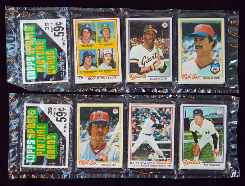 1978 Topps Baseball Unopened Rack Pack Group of (2) with McCovey and Jackson WS on Top