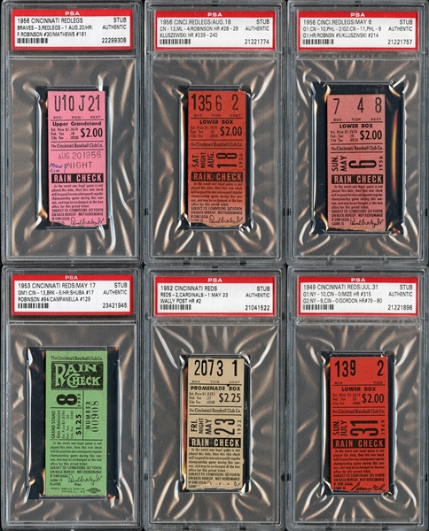 1940s-1950s Cincinnati Reds Prominent Ticket Stub Collection of (6)