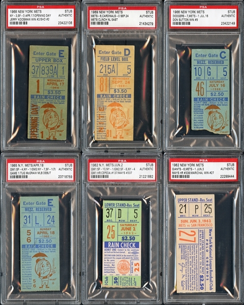 1960s-1970s New York Mets Prominent Ticket Stub Collection of (11)