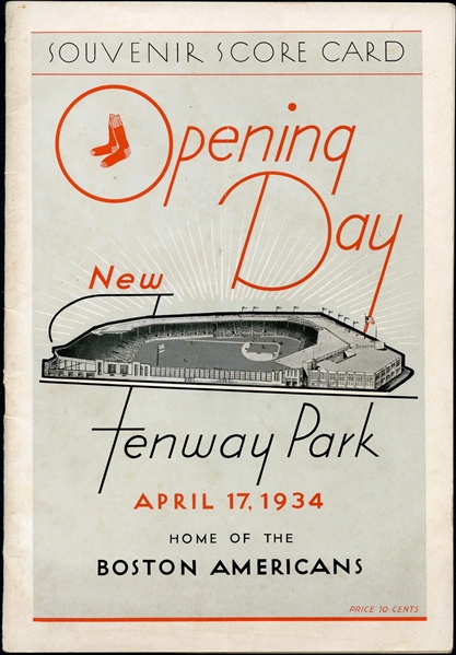 1934 Boston Red Sox Inaugural Program to the Renovated Fenway Park