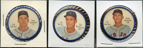 1962 Salada Junket with Rare Clip Back Group of (3) Boston Red Sox
