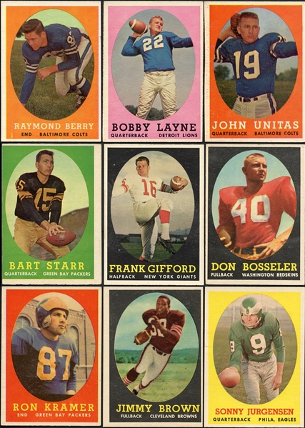 1958 Topps Football Complete Set Plus (54) Duplicates Including J. Brown Rookie