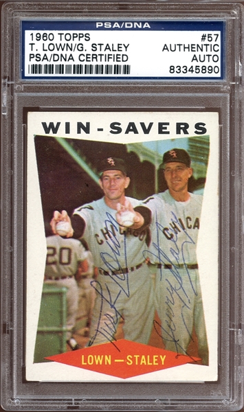 1960 Topps #57 Turk Lown/Gerry Staley Autographed PSA/DNA AUTHENTIC