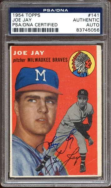 1954 Topps #141 Joe Jay Autographed PSA/DNA AUTHENTIC