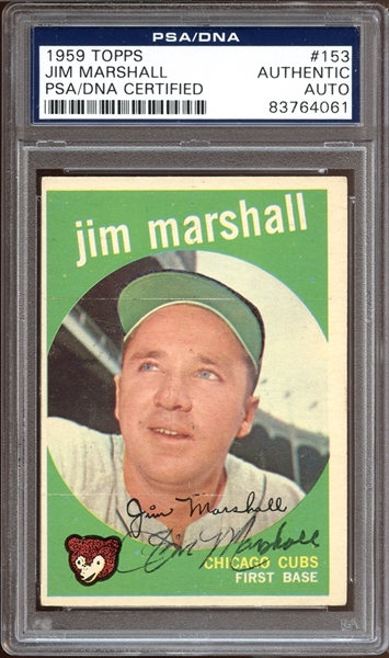 1959 Topps #153 Jim Marshall Autographed PSA/DNA AUTHENTIC