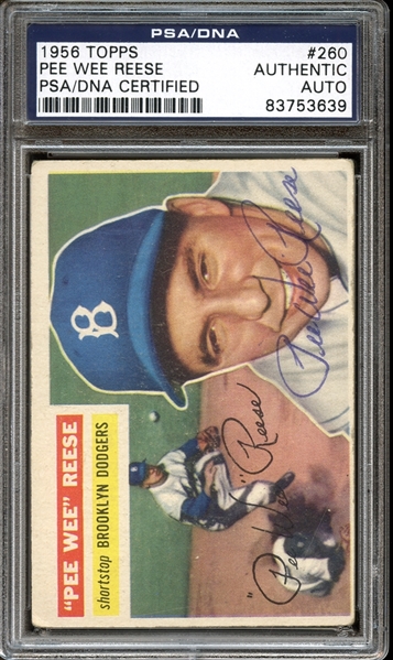 1956 Topps #260 Pee Wee Reese Autographed PSA/DNA AUTHENTIC