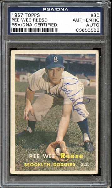 1957 Topps #30 Pee Wee Reese Autographed PSA/DNA AUTHENTIC