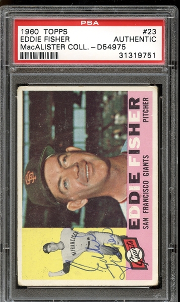 1960 Topps #23 Eddie Fisher Autographed PSA/DNA AUTHENTIC