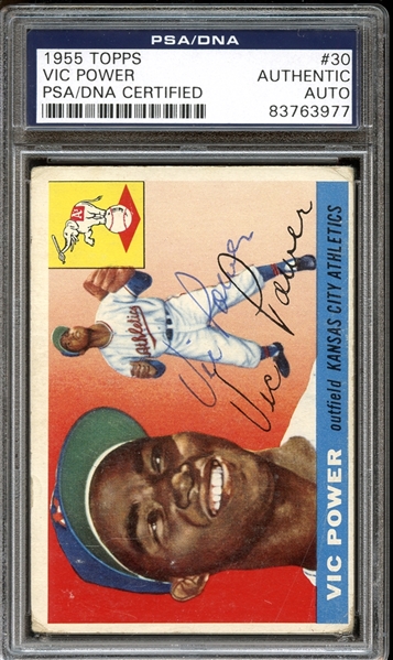 1955 Topps #30 Vic Power Autographed PSA/DNA AUTHENTIC