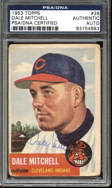 1953 Topps #26 Dale Mitchell Autographed PSA/DNA AUTHENTIC