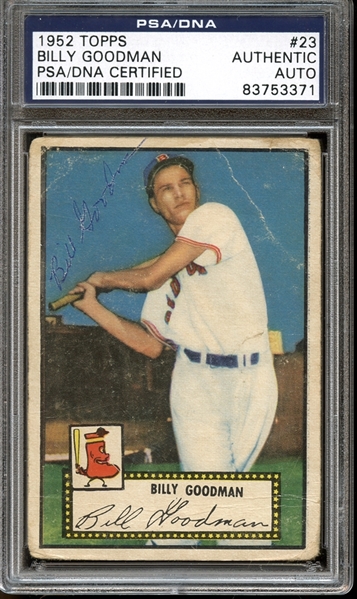 1952 Topps #23 Billy Goodman Autographed PSA/DNA AUTHENTIC