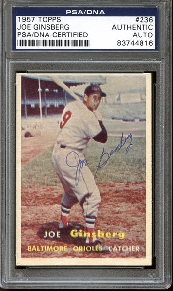 1957 Topps #236 Joe Ginsberg Autographed PSA/DNA AUTHENTIC