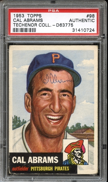1953 Topps #98 Cal Abrams Autographed PSA/DNA AUTHENTIC