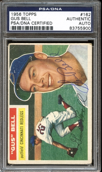 1956 Topps #162 Gus Bell Autographed PSA/DNA AUTHENTIC