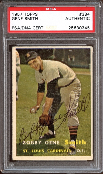 1957 Topps #384 Gene Smith Autographed PSA/DNA AUTHENTIC
