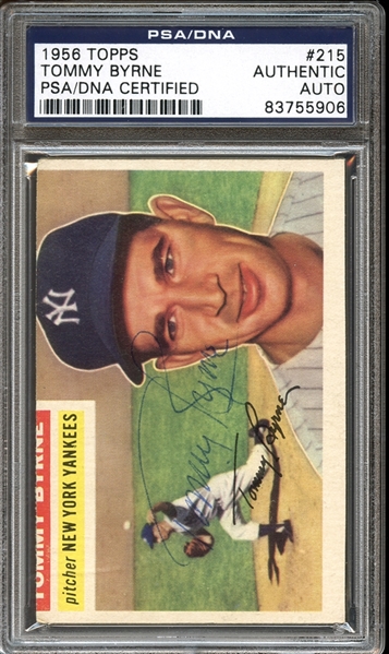 1956 Topps #215 Tommy Byrne Autographed PSA/DNA AUTHENTIC
