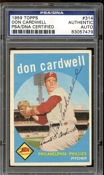 1959 Topps #314 Don Cardwell Autographed PSA/DNA AUTHENTIC